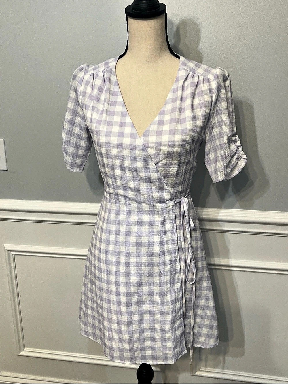 Charlie Holiday Anthropologie Gingham True Wrap Dress A Line 2